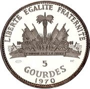 5 Gourdes Columbus Discovers America, Haiti, 1967-1970 reverse image