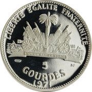 5 Gourdes Haitian Beach, Haiti, 1971 reverse image