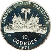 10 Gourdes Playing Fox Fox, Haiti, 1971 reverse image