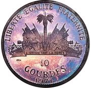 10 Gourdes Stalking Turkey Cherokee, Haiti, 1971 reverse image