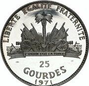 25 Gourdes Jean-Claude Duvalier Airport, Haiti, 1971 reverse image