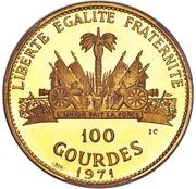 100 Gourdes Playing Fox Fox, Haiti, 1971 reverse image