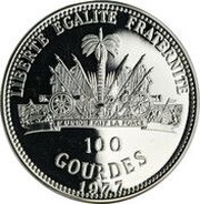 100 Gourdes Statue of Liberty, Haiti, 1977 reverse image