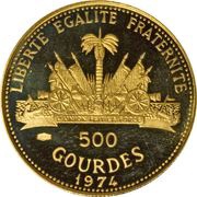 500 Gourdes 1976 Montreal-Innsbruck Olympiad, Haiti, 1974-1975 reverse image