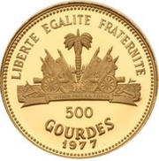 500 Gourdes 1980 Moscow Olympics, Haiti, 1977-1978 reverse image