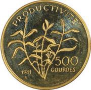 500 Gourdes Productivity, Haiti, 1981 reverse image