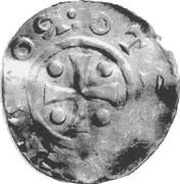 Denier - Otto II / Otto III as emperor; Nivelles mint obverse image