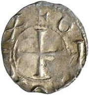 Denier - Otto III Andernach mint; city wall obverse image