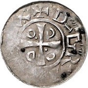 Denier - Otto III and Adelaide temple; DI GRA REX obverse image