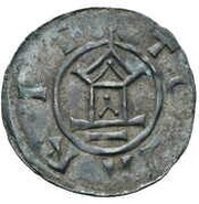 Denier - Otto III and Adelaide temple; EILART, Holy Roman Empire, 983-995 reverse image