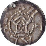 Denier - Otto III and Adelaide temple ; DI GRA REX AMEN, Holy Roman Empire, 983-995 reverse image