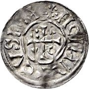 Denier - Henry II Regensburg mint; temple, Holy Roman Empire, 1002-1009 reverse image