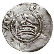 Denier - Henry II Strasbourg mint; crown obverse image