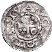 Denier - Henry II Augsburg mint; bust, Holy Roman Empire, 1009-1014 reverse image