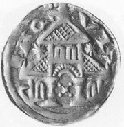 Denier - Henry V Aachen mint, Holy Roman Empire, 1106-1125 reverse image