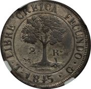2 Reales State of Honduras - Provisional reverse image