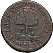 2 Reales State of Honduras - Provisional, Honduras, 1851 reverse image