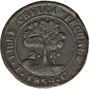 2 Reales State of Honduras - Provisional, Honduras, 1853-1854 reverse image