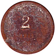 2 Centavos Countermarked - Type 3, Honduras, 1912 reverse image