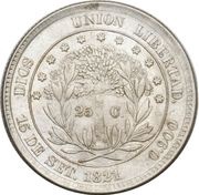 25 Centavos Independence, Honduras, 1879-1880 reverse image