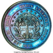 10 Pesos Pattern Strike; Reeded Edge, Honduras, 1871 reverse image