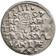 3 Garas - Zsigmond Báthori, Hungary, 1596-1597 reverse image