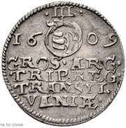 3 Garas - Gábor Báthori, Hungary, 1609 reverse image
