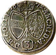 3 Kreuzers - Leopold I Hall, Austria, 1667-1690 reverse image