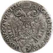 3 Kreuzers - Charles VI Hall, Austria, 1716-1740 reverse image