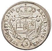 3 Kreuzers - Maria Theresia Graz, Austria, 1743 reverse image