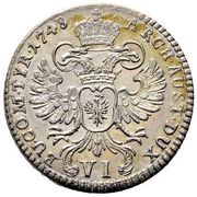 6 Kreuzers - Maria Theresia Hall, Austria, 1748 reverse image