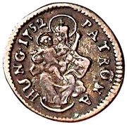 1 Denier - Maria Theresa Open crown, Jesus on right arm reverse image