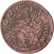 1 Denier - Maria Theresa Closed crown, Jesus on right arm, Hungary, 1753-1760 reverse image