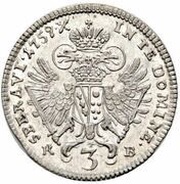 3 Kreuzers - Francis I of Lorraine, as co-ruler Uncovered chest reverse image