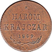 3 Kreuzers War of Independence Coinage, Hungary, 1849 reverse image