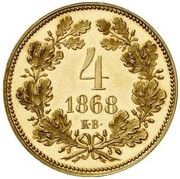 4 Kreuzers - Francis Joseph I Pattern, Hungary, 1868 reverse image