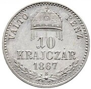 10 Kreuzers - Francis Joseph I Pattern, Hungary, 1867 reverse image