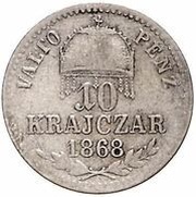 10 Kreuzers - Francis Joseph I, Hungary, 1867-1868 reverse image
