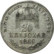 20 Kreuzers - Francis Joseph I, Hungary, 1868-1869 reverse image