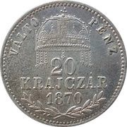20 Kreuzers - Francis Joseph I, Hungary, 1870-1872 reverse image
