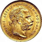 20 Francs / 8 Forint - Francis Joseph I obverse image