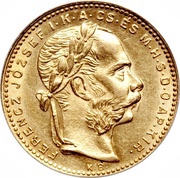 20 Francs / 8 Forint - Francis Joseph I obverse image