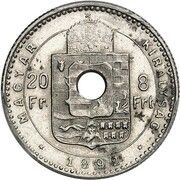 20 Francs / 8 Forint - Francis Joseph I Pattern, Hungary, 1892 reverse image