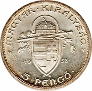 5 Pengő - Miklós Horthy Death of St. Stephen obverse image