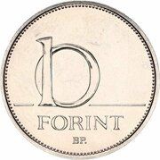 10 Forint József Attila, Hungary, 2005 reverse image
