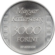 3000 Forint Centennial of First Hungarian Film obverse image