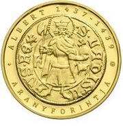 50 000 Forint Gold Florin of Albert Habsburg - piedfort, Hungary, 2018 reverse image