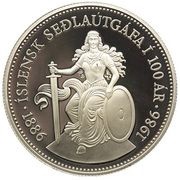 500 Krónur Icelandic banknotes anniversary; 92.5% silver reverse image