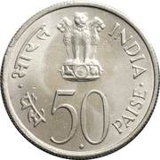 50 Paise Jawaharlal Nehru - Hindi legend obverse image