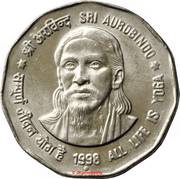 2 Rupees Sri Aurobindo, India, 1998 reverse image